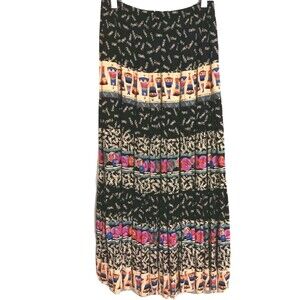 Carole Little Vintage Sz 4 100% Rayon Paris Novelty Maxi Skirt Made In The USA